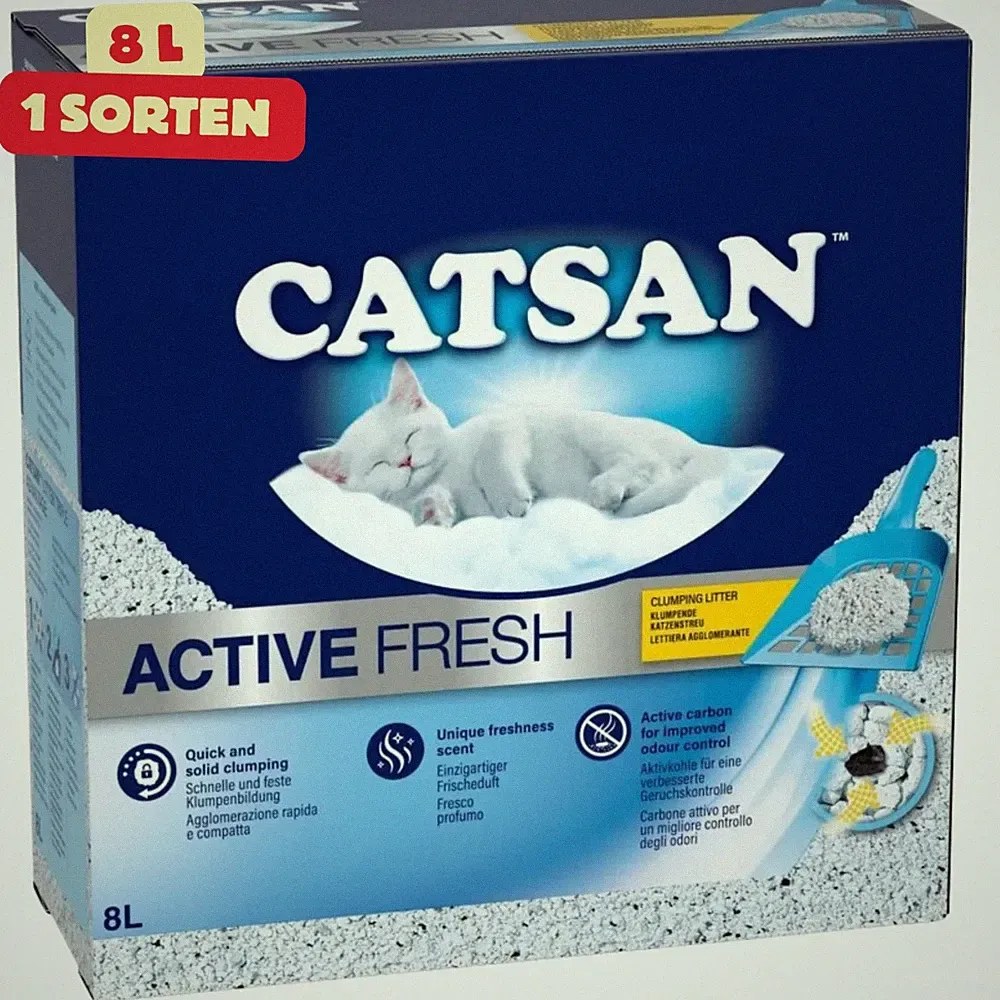 Catsan Active Fresh Katzenstreu Klumpstreu Weißer Naturton Aktivkohle Duft 8L