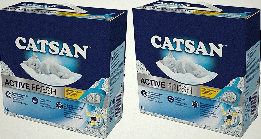 Catsan Active Fresh Weiße Klumpstreu für Katzen Hygienisch Frisch Staubarm 2x5L