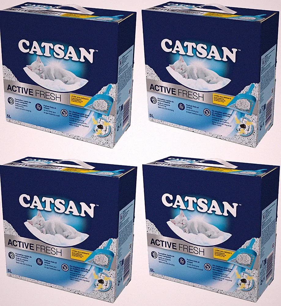 Catsan Active Fresh Weiße Klumpstreu für Katzen Hygienisch Frisch Staubarm 4x5L