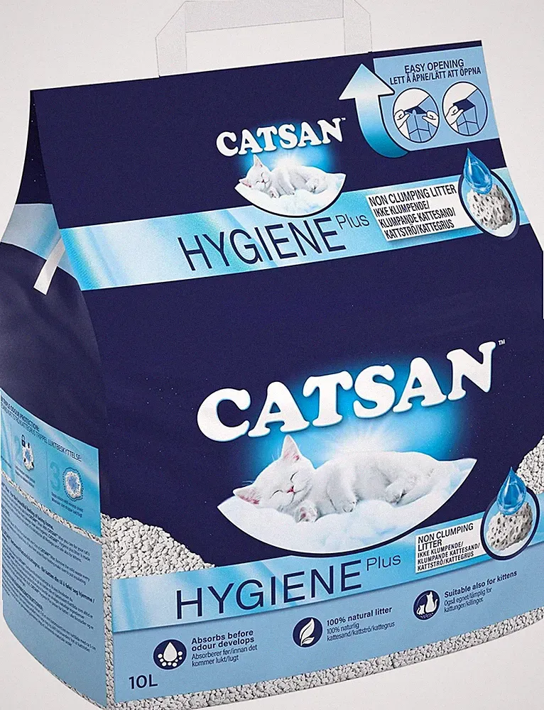 Catsan Hygiene Katzenstreu 10L - klumpfrei, natürlich, stark saugfähig, weiß