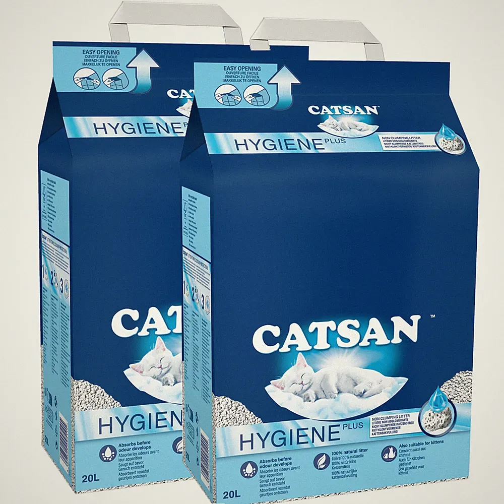 CATSAN Hygiene Plus 2x20l - natürlicher Katzenstreu