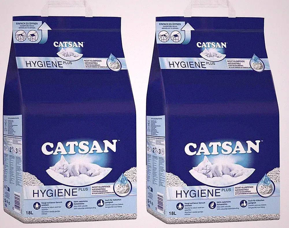 Catsan Hygiene Plus Katzenstreu 2x18l Hygienestreu nicht klumpend