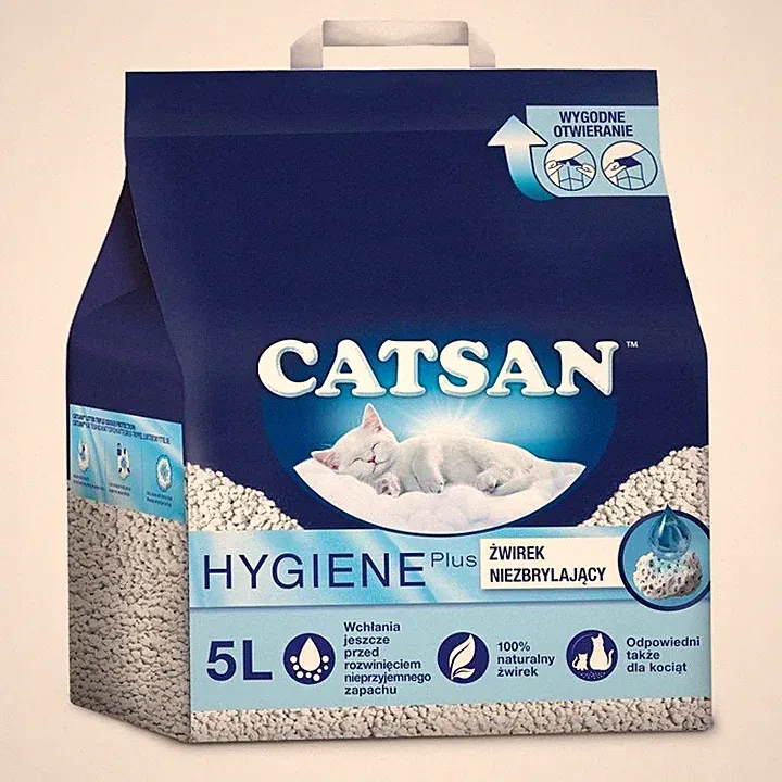 CATSAN Hygiene Plus Katzenstreu hygienische Nicht klumpende 100% Natürliche 5l