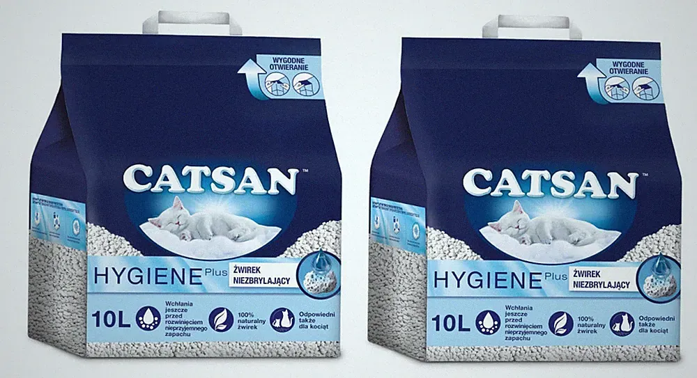 Catsan Hygiene plus Katzenstreu Nicht Klumpend 100% natürliche Einstreu 2x10l
