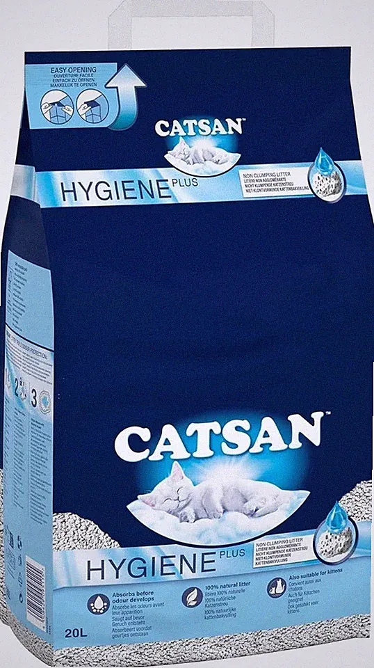 CATSAN Hygiene Plus klumpfreies ausgewachsenes Katzen- und Kätzchenstreu 20 l, natürlich UK
