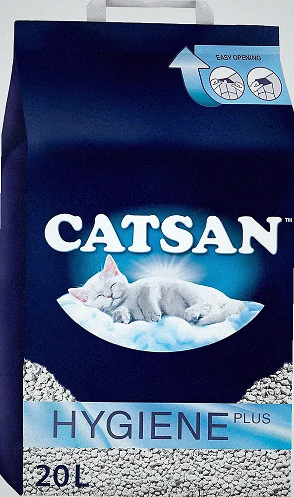 CATSAN Hygiene Plus klumpfreies ausgewachsenes Katzen- und Kätzchenstreu 20L, 100% natürlich