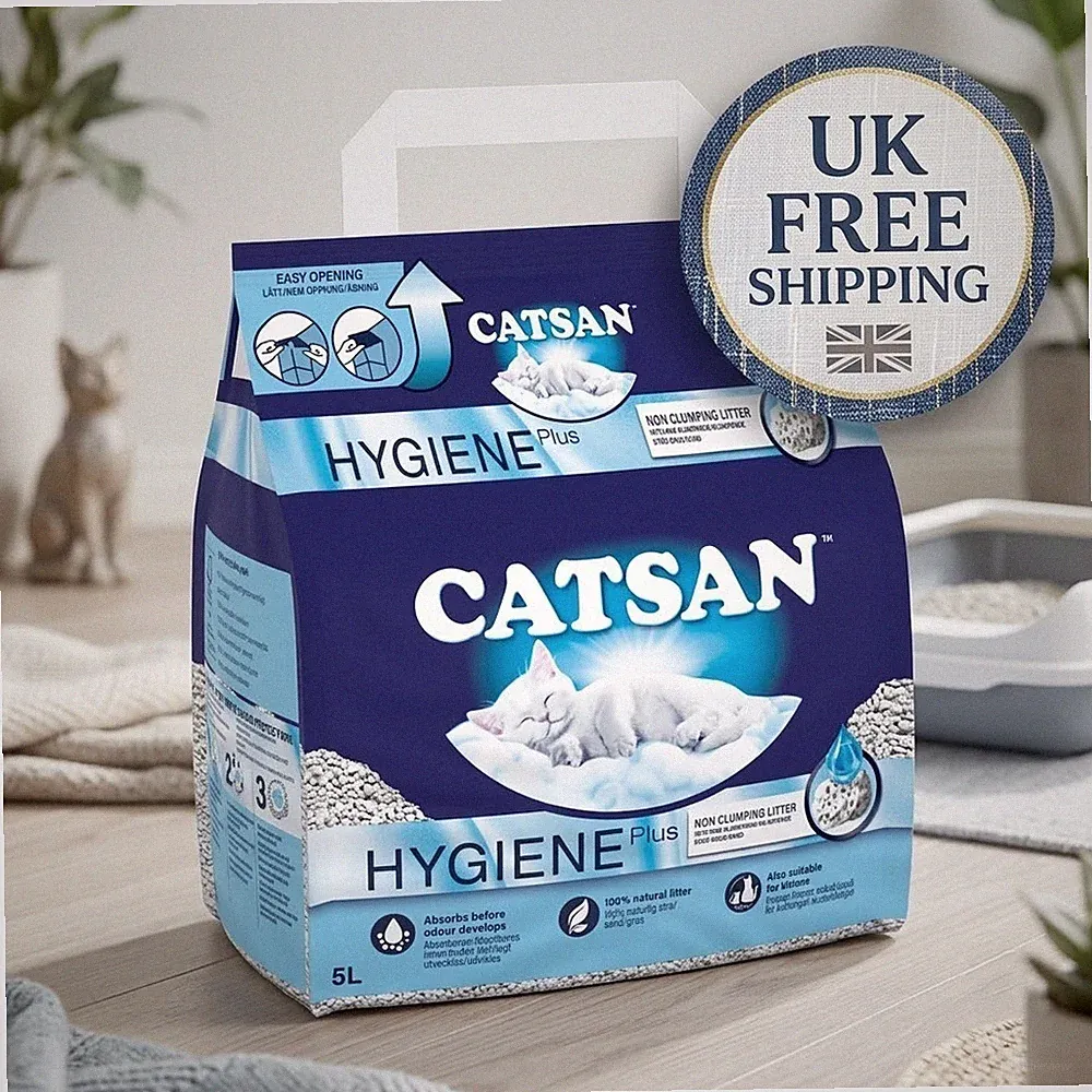 CATSAN Hygiene Plus klumpfreies ausgewachsenes Katzen- und Kätzchenstreu 5L, 100% natürlich