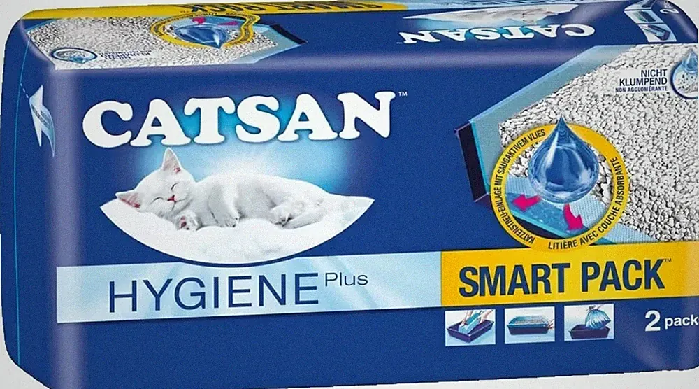 CATSAN Hygiene Plus Smart Pack Katzenstreu mit saugaktivem Vlies, 2 Einheiten