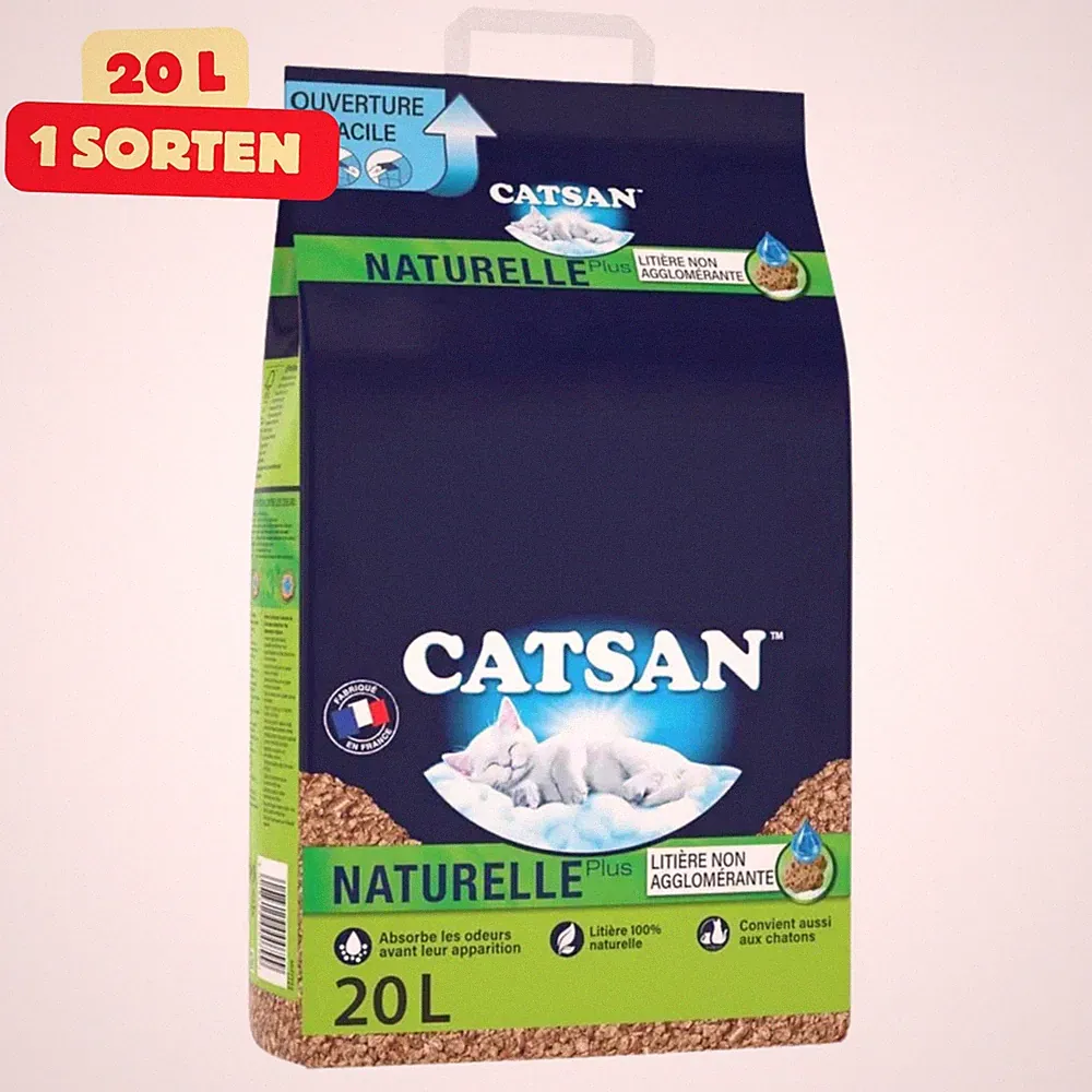 Catsan Naturelle Plus Katzenstreu Weichholz Nicht-klumpend Biologisch 20L
