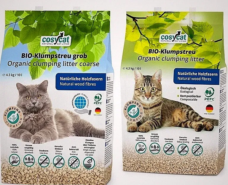 CosyCat Bio- Klumpstreu Kombi Angebot 10 L fein + 10 L grob (20 L) Katzenstreu