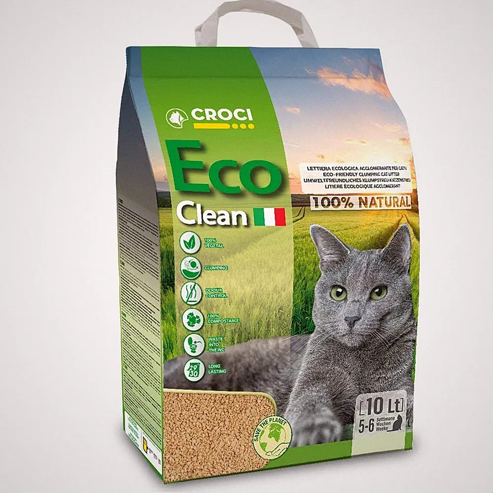 Croci Eco Clean Einstreu 10 L klumpendes Katzenstreu biologisch abbaubar spült die