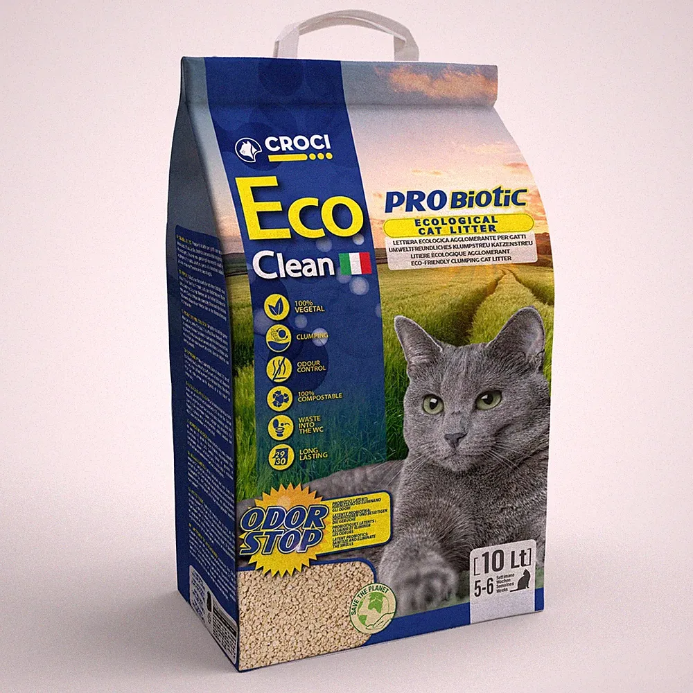 Croci Katzenstreu Eco Clean Probiotic 3,8 kg 10 l + Probiotika