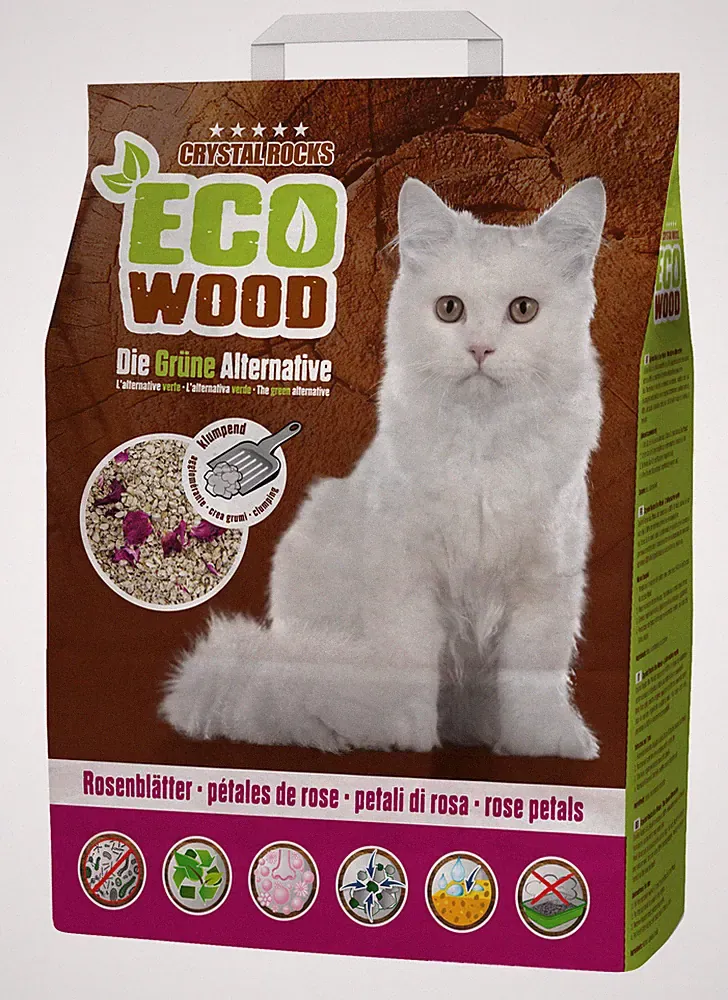 Crystal Rocks Katzenstreu ECO Wood Rosenblätter 6 L. Holz klumpend Streu Katze