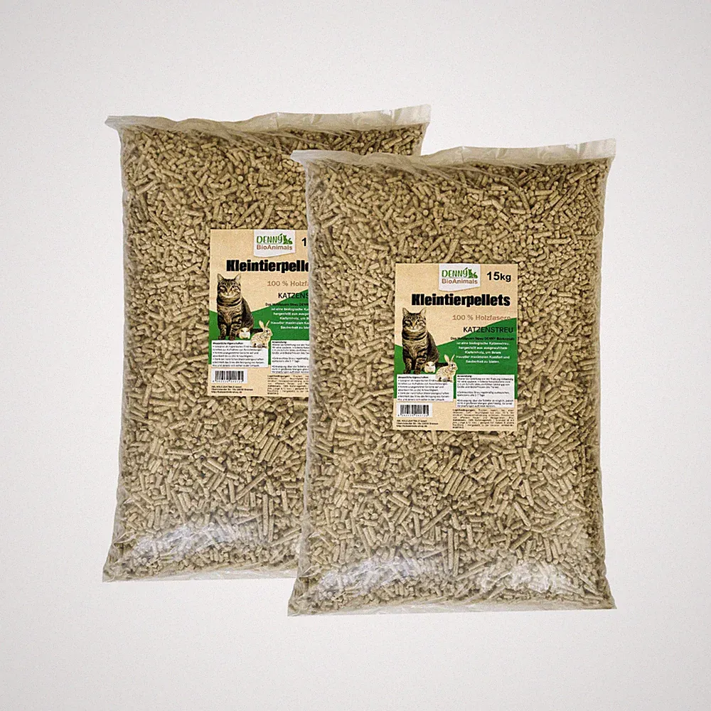 Denny BioAnimals® Kleintierstreu, Katzenstreu Holzpellets 30 kg (46 L) – 100% na