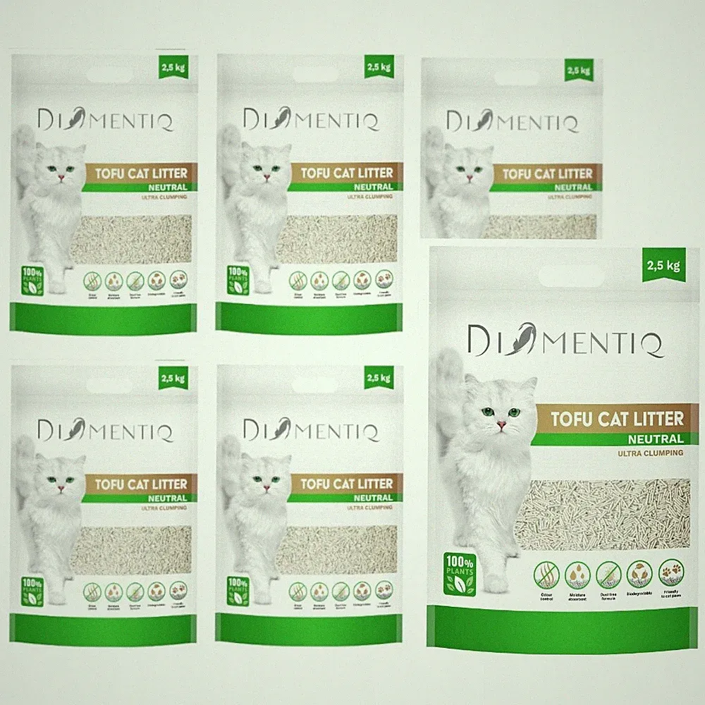 DIAMENTIQ Tofu Neutral Ultra klumpend - Pflanzenstreu - 6 x 2,5 kg