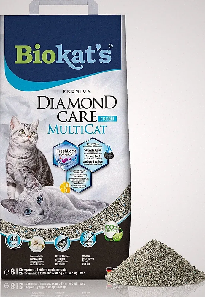 Diamond Care MultiCat Fresh Katzenstreu mit Duft - Feine Klumpstreu aus Bento...