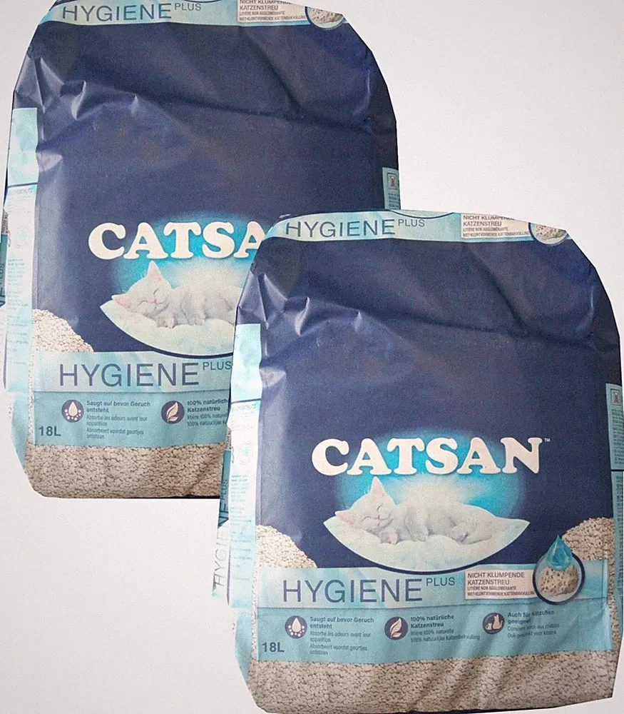 (EUR 1,05/L) Catsan Hygiene plus Katzenstreu nicht klumpend weiß (36 l) 2 x 18 l