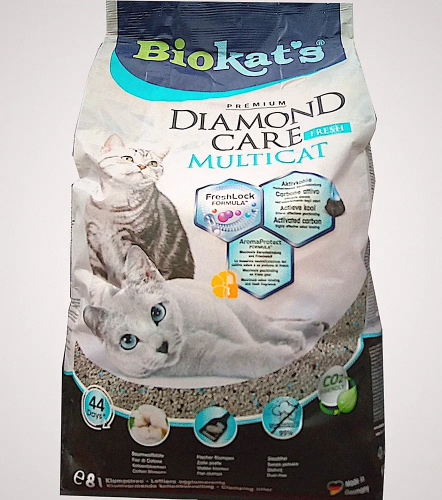 (EUR 2,70 / L) Biokat's Diamond Care MultiCat Fresh Katzenstreu, Aktivkohle: 8 l