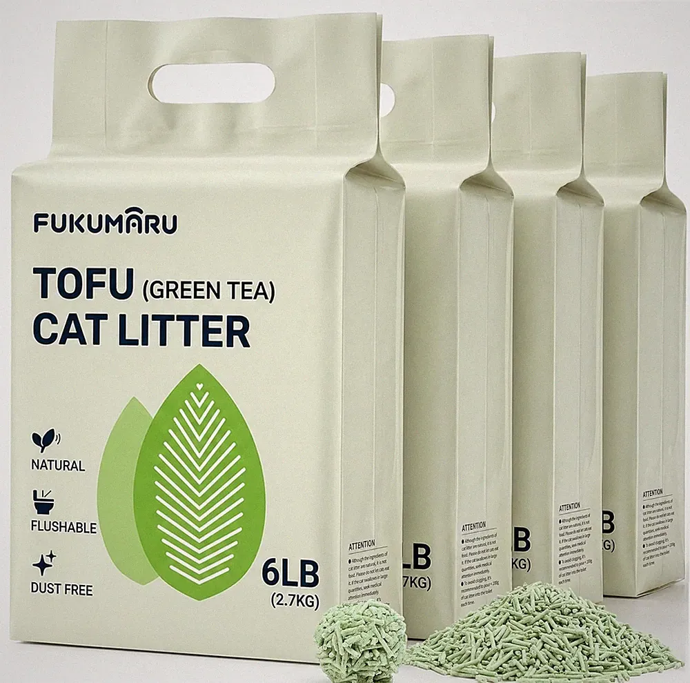 FUKUMARU Katzenstreu 10,8 kg Tofu Pellets für Katzen, Staubfrei, Biologisch, 4er
