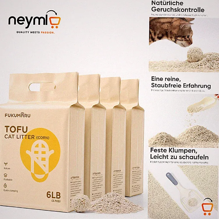 FUKUMARU Tofu Katzenstreu 10,8 kg, Staubfrei, Geruchskontrolle, 4 Stück, schnell