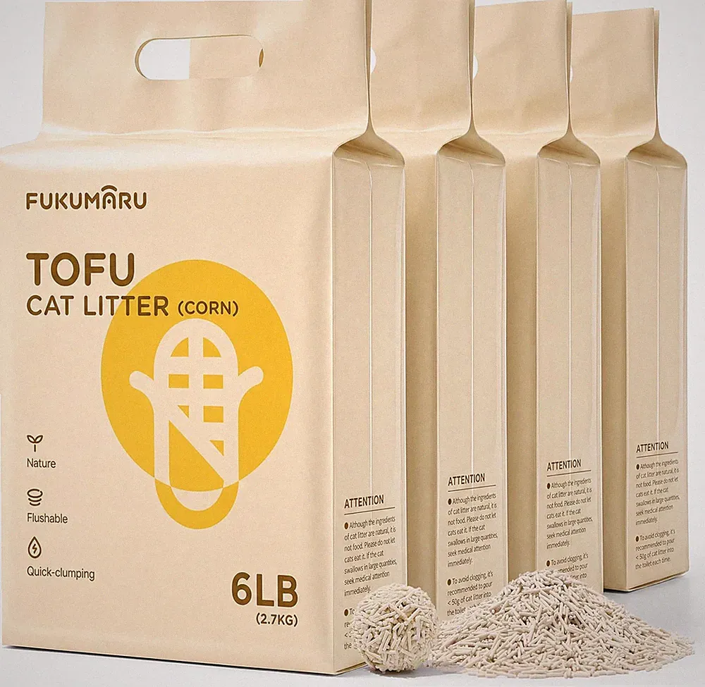 FUKUMARU Tofu Katzenstreu 10.8Kg, Schnell Klumpstreu Für Katzen, Gemischtes Mais