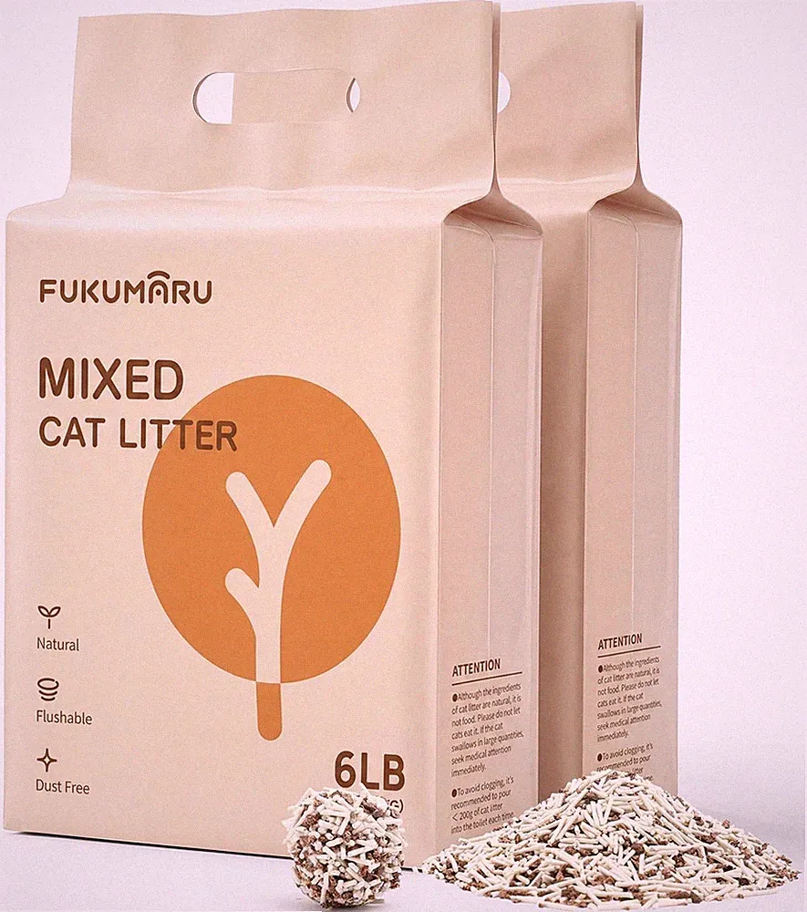 FUKUMARU Tofu Katzenstreu 5.4 kg, Klumpstreu für Katzen, Gemischtes