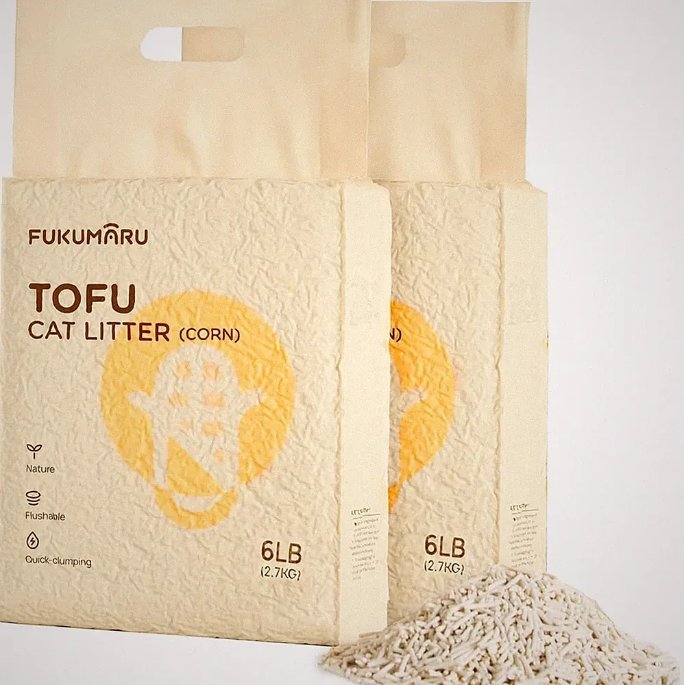 FUKUMARU Tofu Katzenstreu 5.4kg, Klumpstreu für Katzen, Gemischtes Maispellets