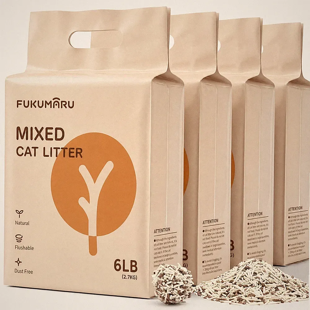 FUKUMARU Tofu Katzenstreu Klumpstreu für Katzen 19L gemischt Apfel Holzpellets