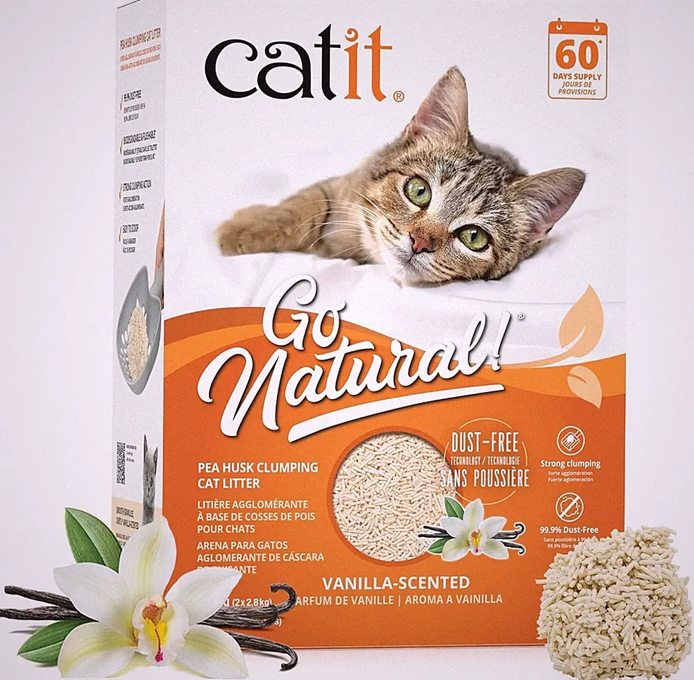 Go Natural Vanille duftende Erbsenschalen klumpendes Katzenstreu, desodorierend, 99,9% Staub
