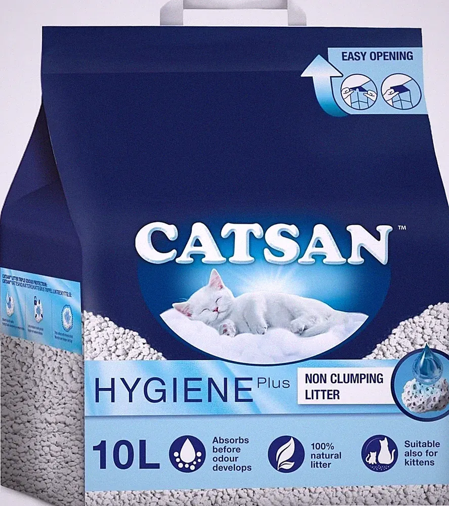 Hygiene klumpfreies Katzenstreu, 100 Prozent natürlich, saugfähig, 10 Liter, weiß