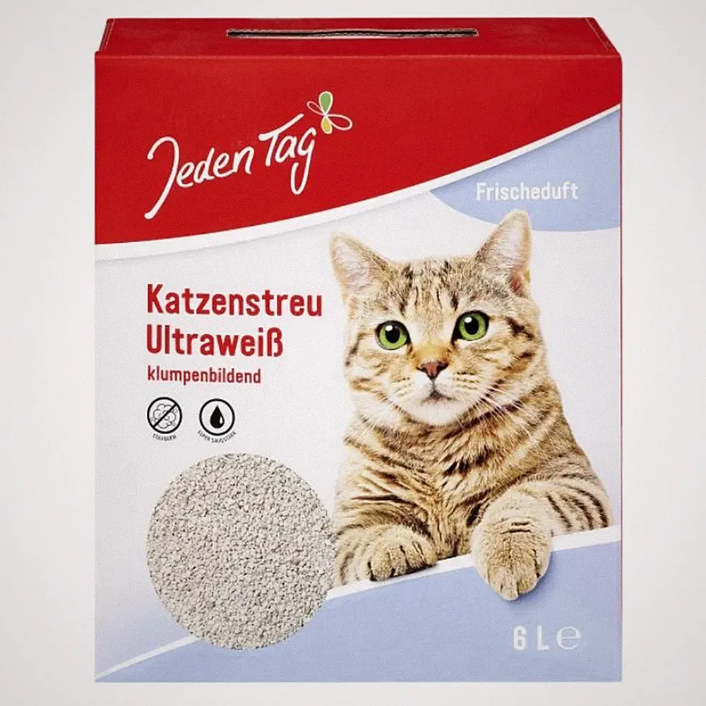Jeden Tag Katzenstreu Klumpstreu 6L Ultra Weiß Stark Klumpend Hygienisch Katze