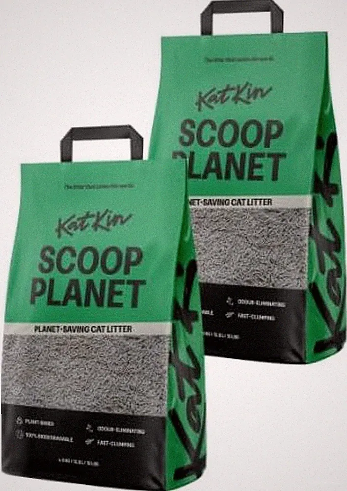 Katkin Scoop Planetenstreu (2x4,5Kg/12,8L Beutel): pflanzlich, 100% biologisch abbaubar
