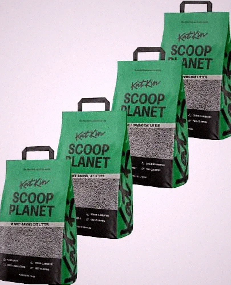 KatKin Scoop Planetenstreu (4x4,5kg/12,8L Beutel): pflanzlich, 100% biologisch abbaubar