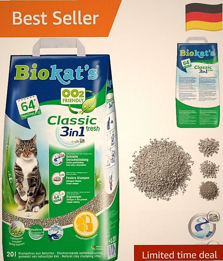 Katzenstreu 20L in Frühlingsduft - 3-in-1 Klumpstreu für Hygiene