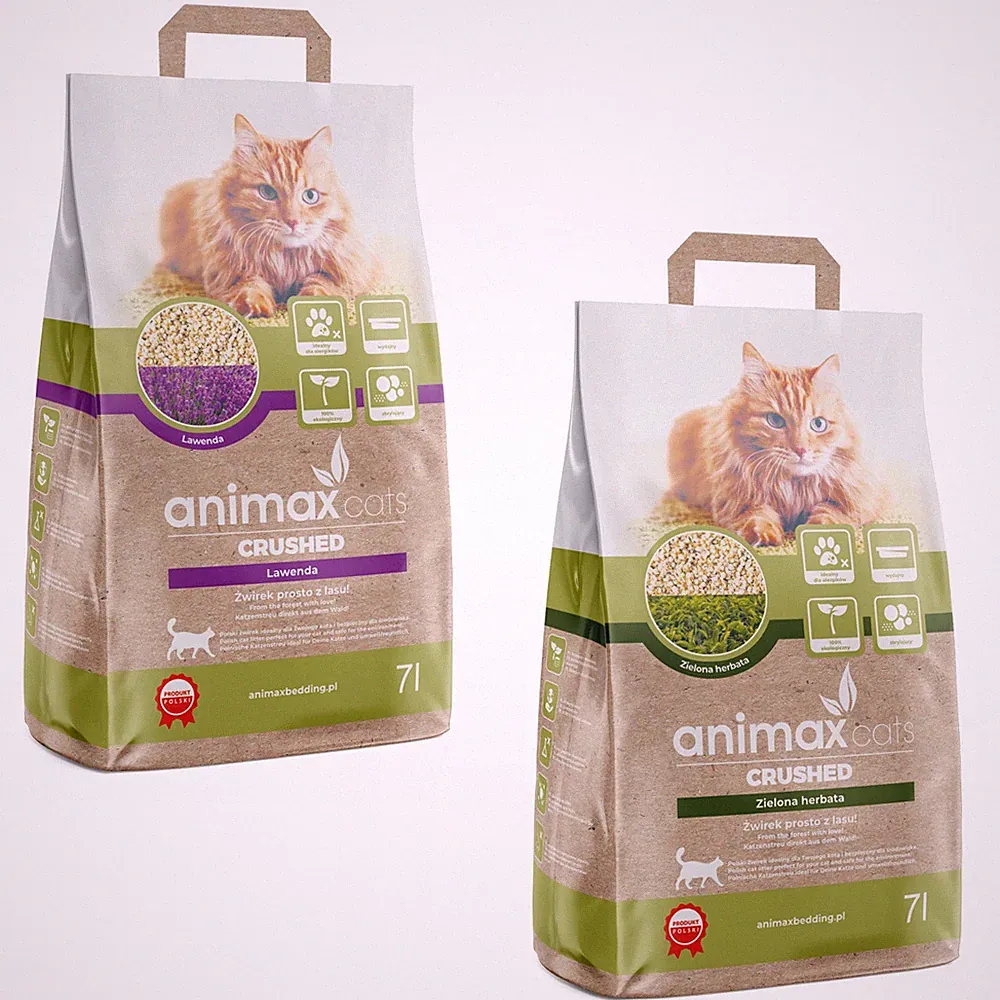 Katzenstreu Animax Crushed Lavendel Grüntee 14L staubfrei biologisch abbaubar