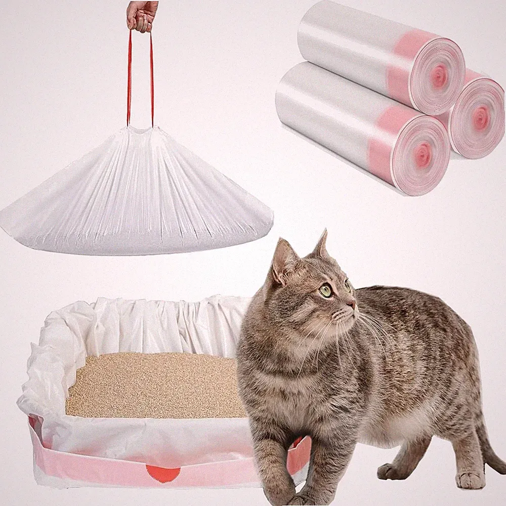 Katzenstreu Beutel XXL 45L, Mülltüten, wiederverwendbar, auslaufsicher, Zugband