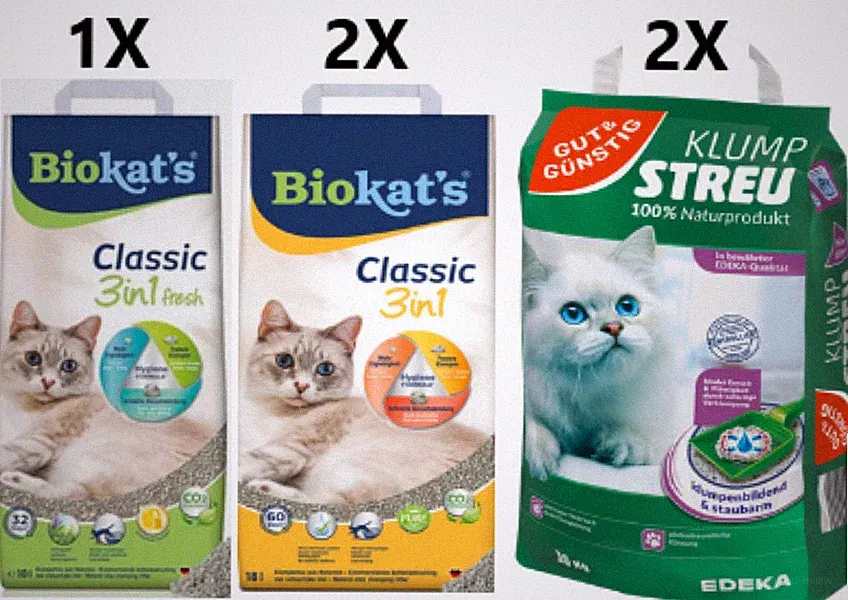 Katzenstreu Klumpstreu 3x Biokat's classic 3in1 18 l + 2x Gut&Günstig Klumpstreu