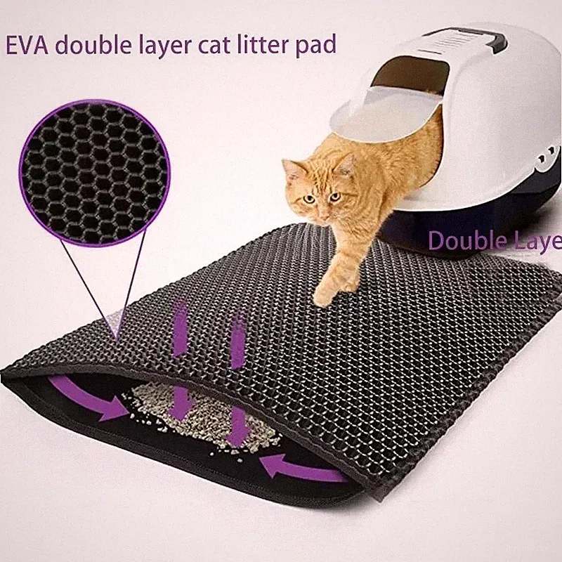 Katzenstreu Matte Doppelschicht Wasserdicht Rutschfest Sand Katze Pad Waschbar