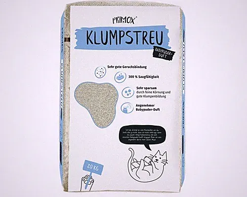 Katzenstreu PRIMOX klumpend, Babypuderduft 20 kg