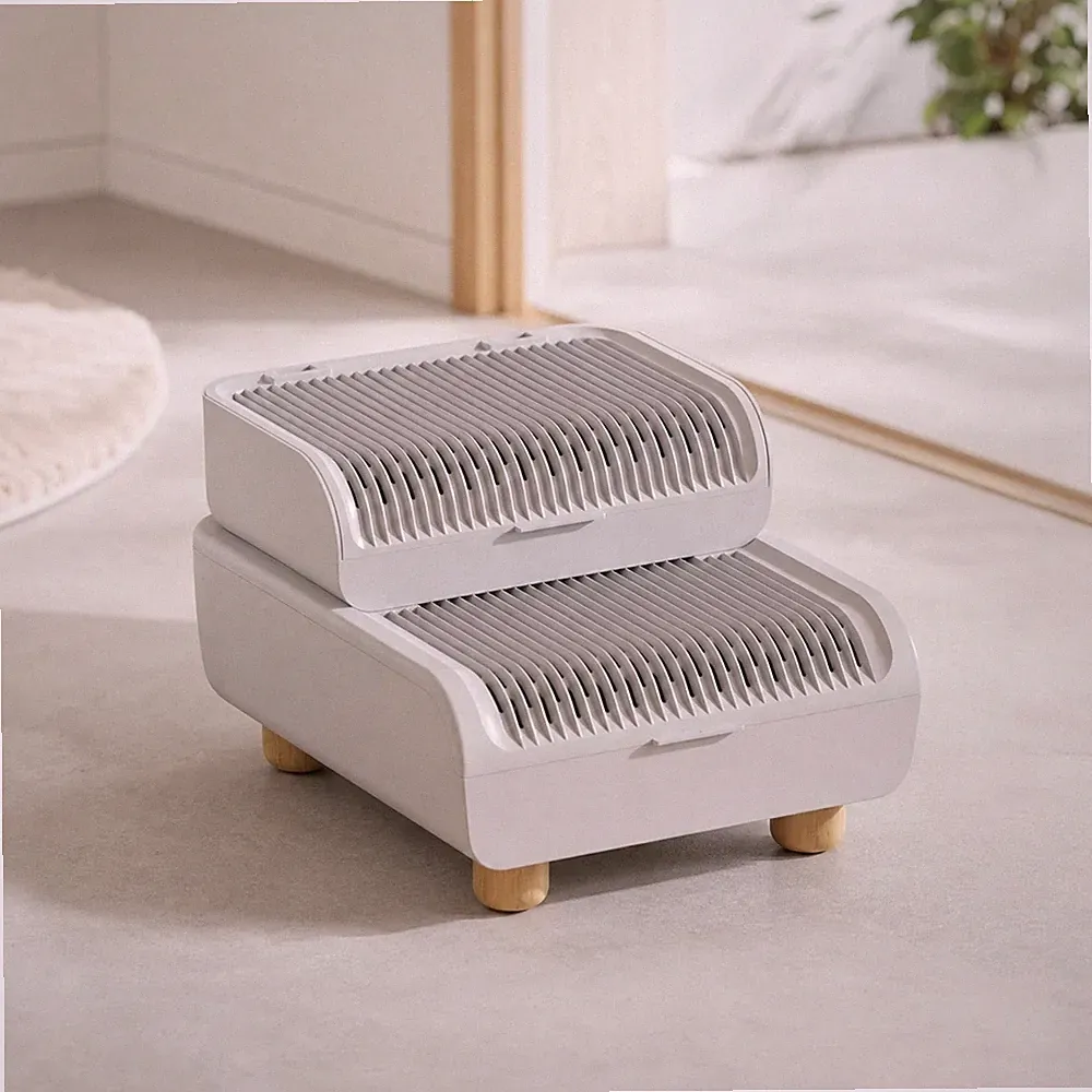 Katzenstreu-Treppe mit Auffangschale abnehmbar Katzenstreu-Auffangschale mit