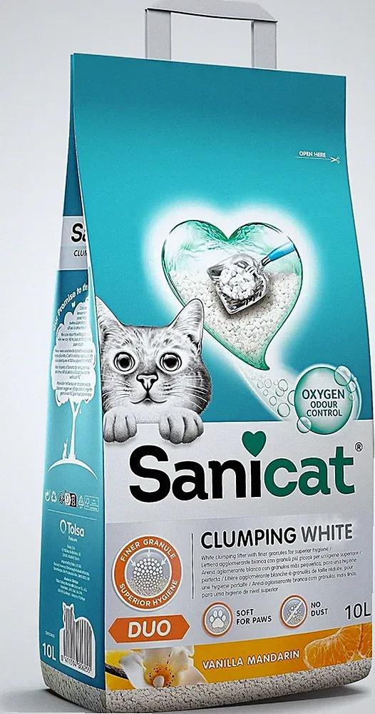 Katzenstreu White Clumping 10L, Vanille Mandarin Duft, Geruchskontrolle