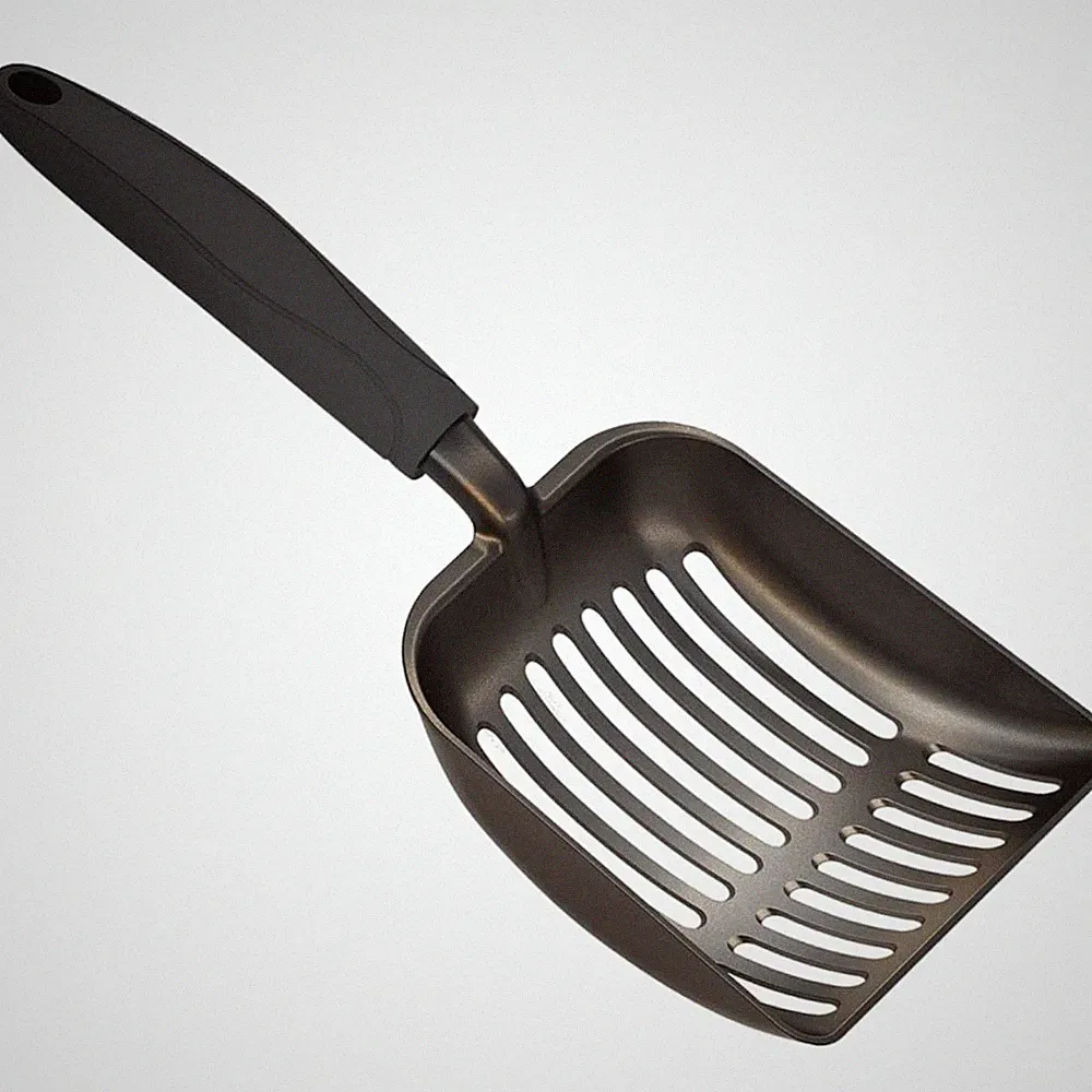 Katzenstreuschaufel Aluminium tief, Handgriff, hygienisch, robust, leicht