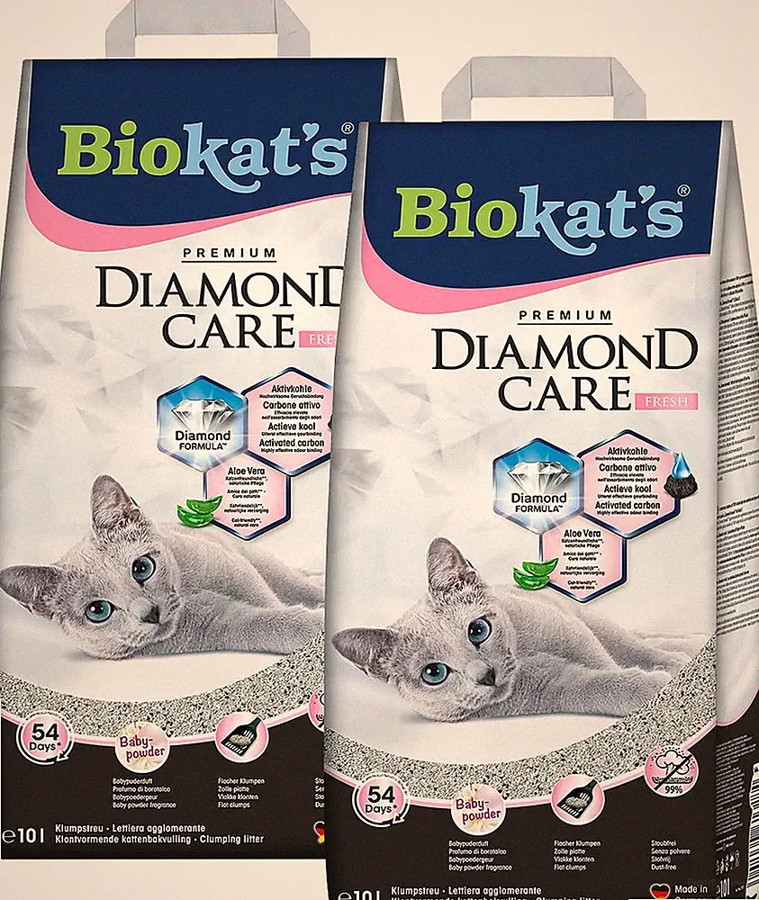 Klumpstreu BIOKAT'S Diamond Care Fresh Katzenstreu 20 Liter (2 x 10L)