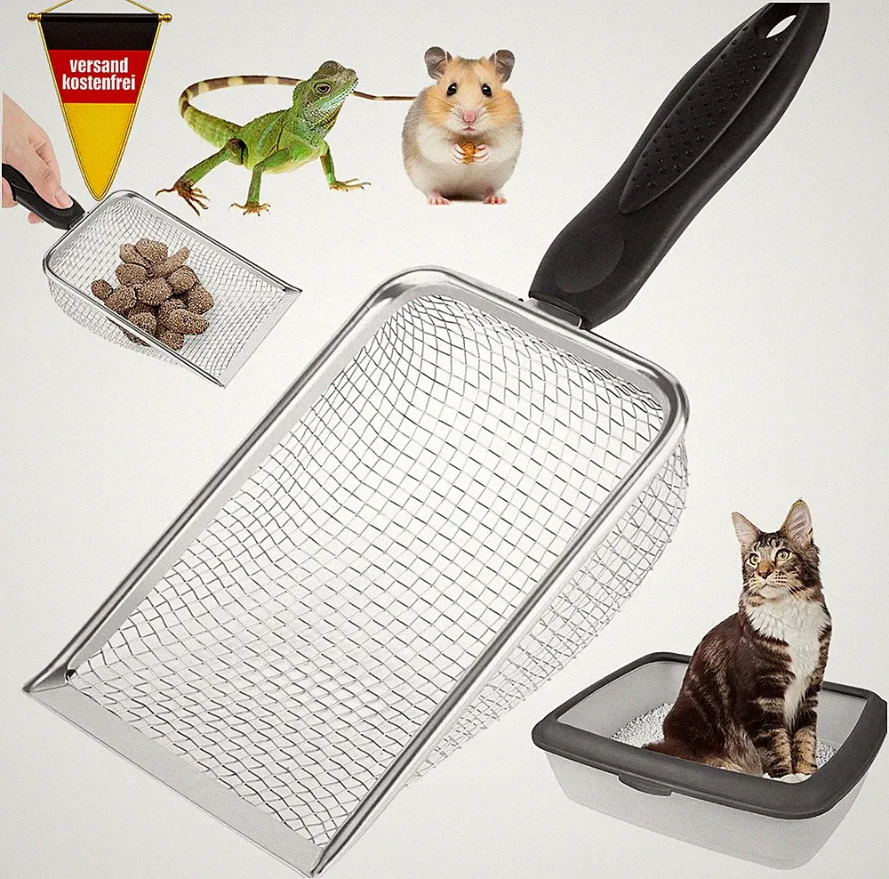Metall-Sandsieb für Reptilien und Katzenstreu langlebig, ergonomisch, feines Mes
