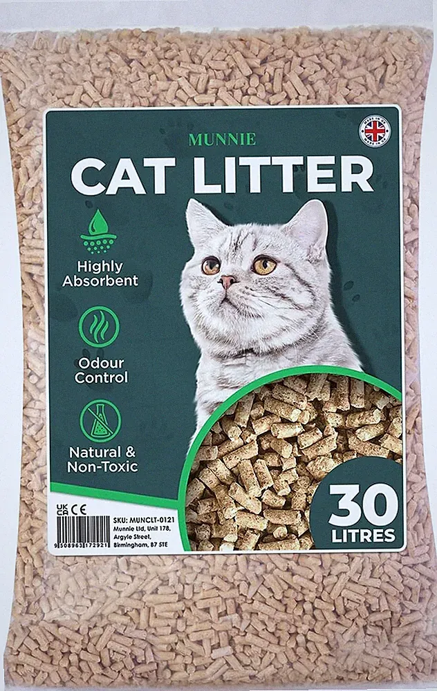 Munnie Katzenstreu 30L - biologisch abbaubar, staubfrei, unparfümiert, ultra saugfähig...
