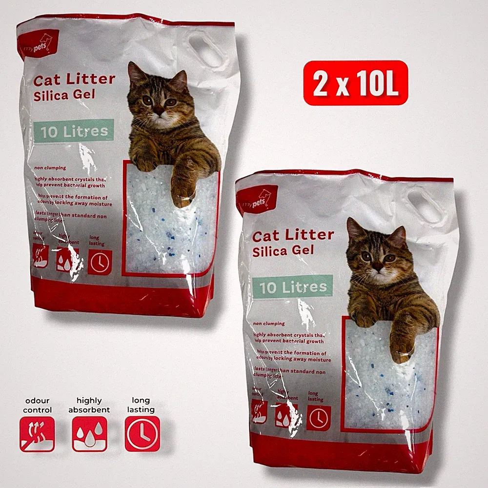My Pets Silica Gel Katzenstreu 2 x 10L - Geruchskontrolle ultra saugfähig staubarm🐈