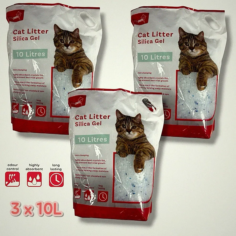 My Pets Silica Gel Katzenstreu Ultra saugfähig Geruchskontrolle staubarm - 3 x 10L🐈