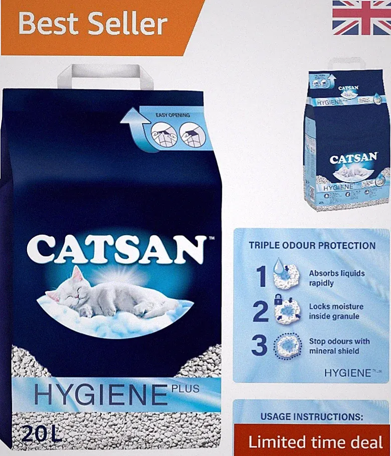 Natürliches 20L Katzenstreu mit dreifachem Geruchsschutz - Hygiene Plus Formel