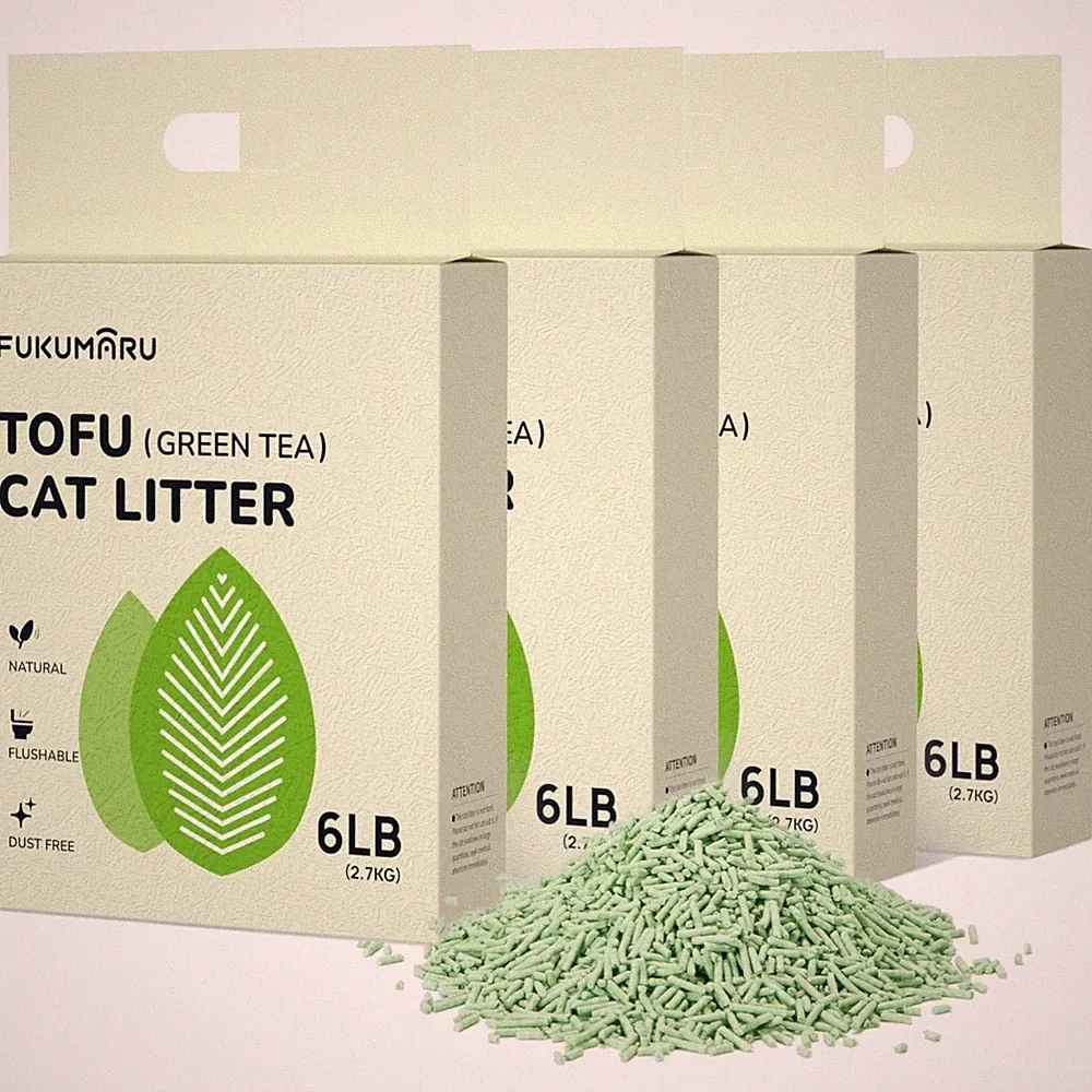 Natürliches Tofu & Grüner Tee Katzenstreu - Geruchskontrolle 24/7, staubfrei,...