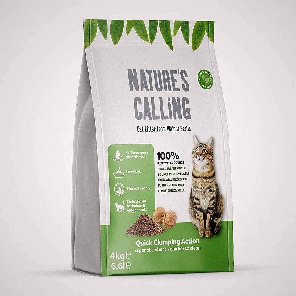 Nature's Calling 4Kg Walnussschale Katzen- und Kätzchenstreu ultra saugfähig verklumpend